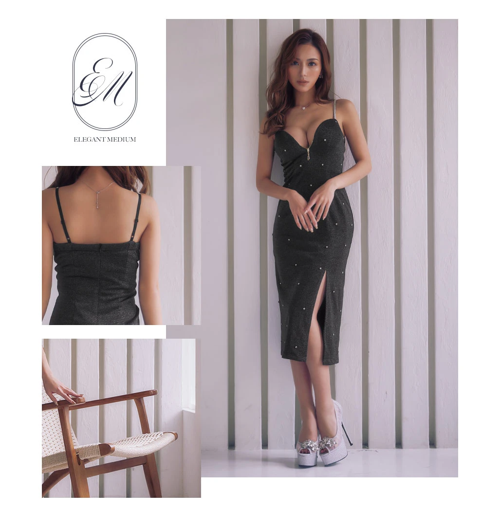 ビジューキャミソールミディアムドレス3