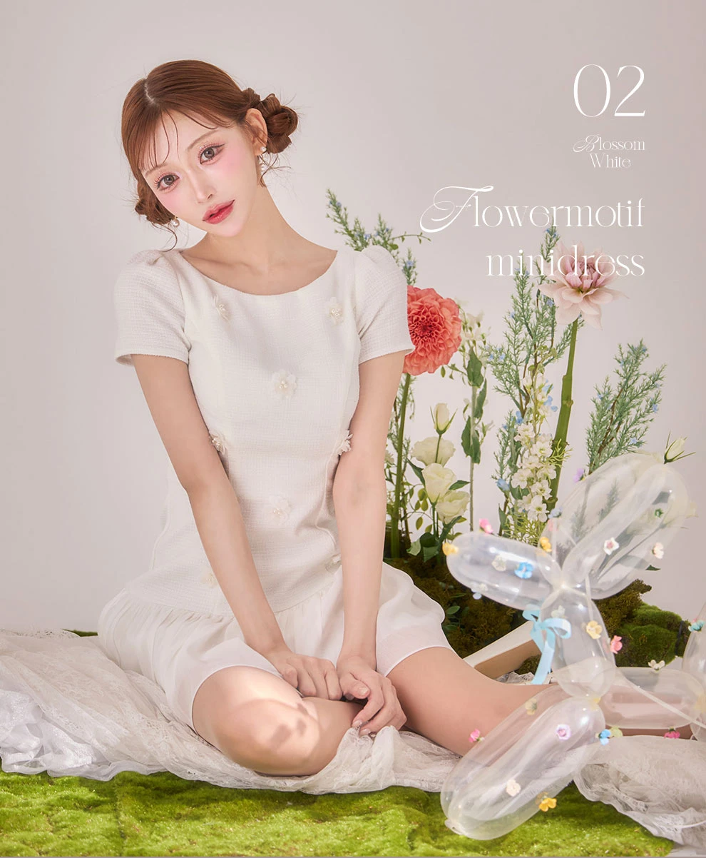 明日花キララちゃん着用 フラワーモチーフシフォンミニドレス1