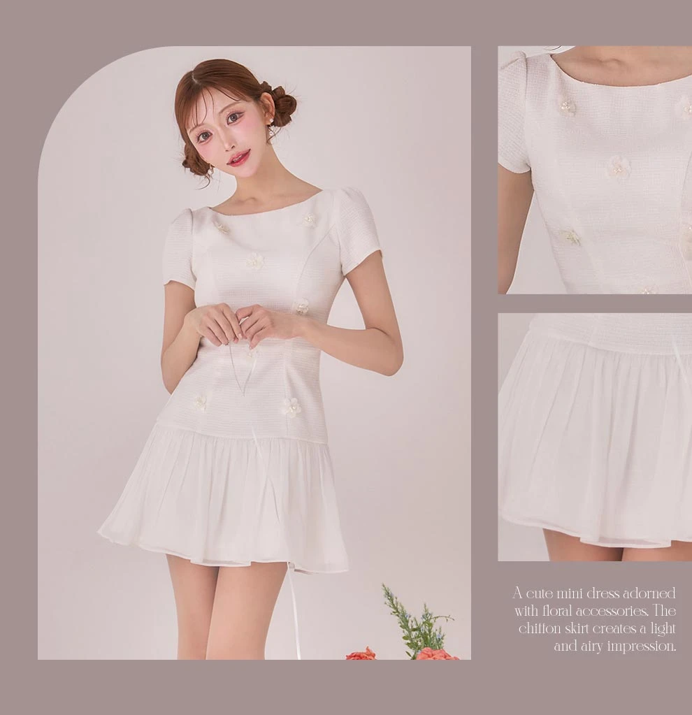 明日花キララちゃん着用 フラワーモチーフシフォンミニドレス2