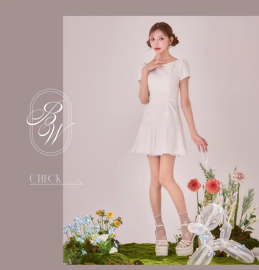 明日花キララちゃん着用 フラワーモチーフシフォンミニドレス4