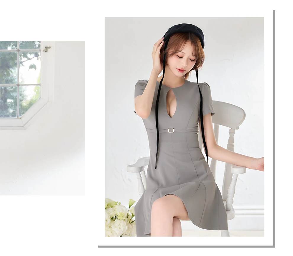 れみれみちゃん着用 ハイウエストショートスリーブミニワンピ3