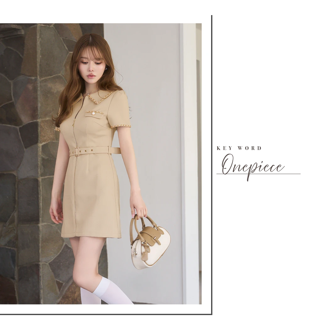 ゆめちゃん着用 フロントジップツイードワンピース2