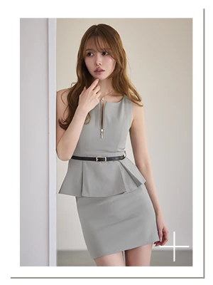 ゆめちゃん着用 ウエストベルトプペラムタイトミニドレス