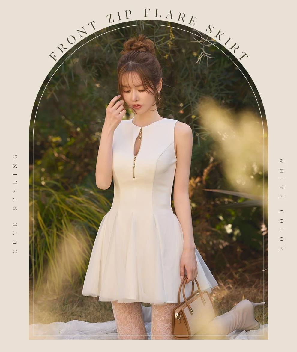 フロントジップフレアスカートドレス5