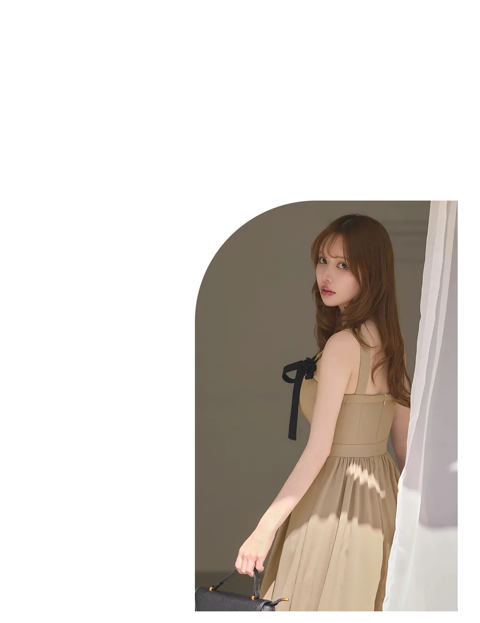 ゆめちゃん着用 ショルダーリボンフロントジップワンピースドレス 重ね画像1