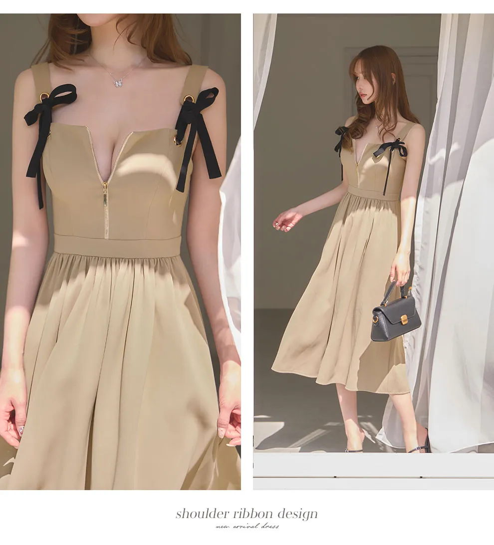 ゆめちゃん着用 ショルダーリボンフロントジップワンピースドレス4