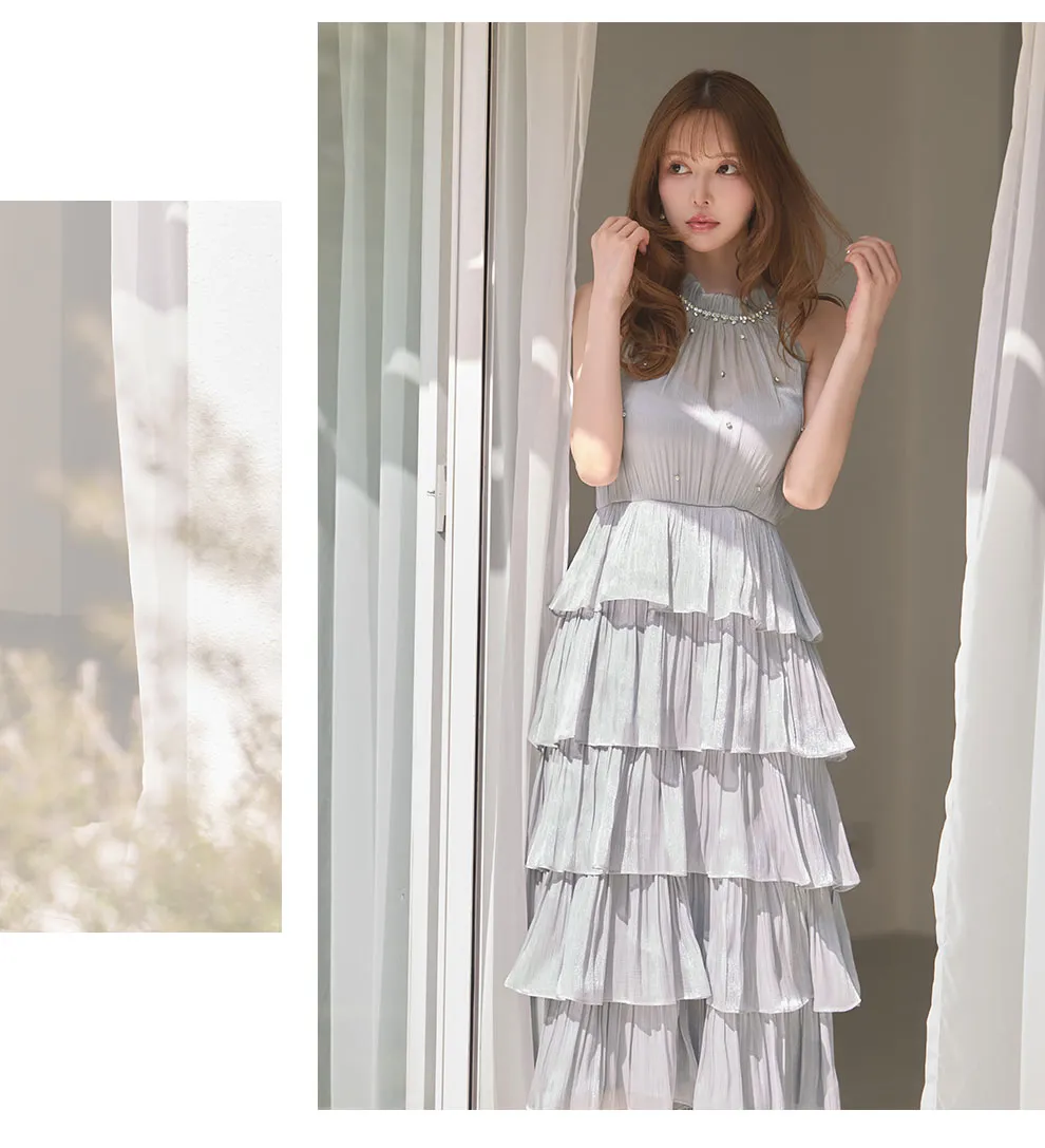 ゆめちゃん着用 ティアードフリルビジューワンピースドレス5