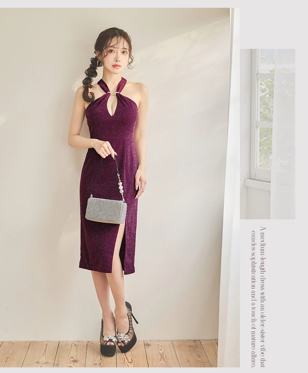 朝陽凪ちゃん着用 ラメストレッチスリットミディアムドレス2