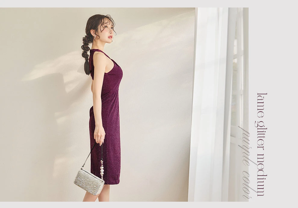 朝陽凪ちゃん着用 ラメストレッチスリットミディアムドレス4