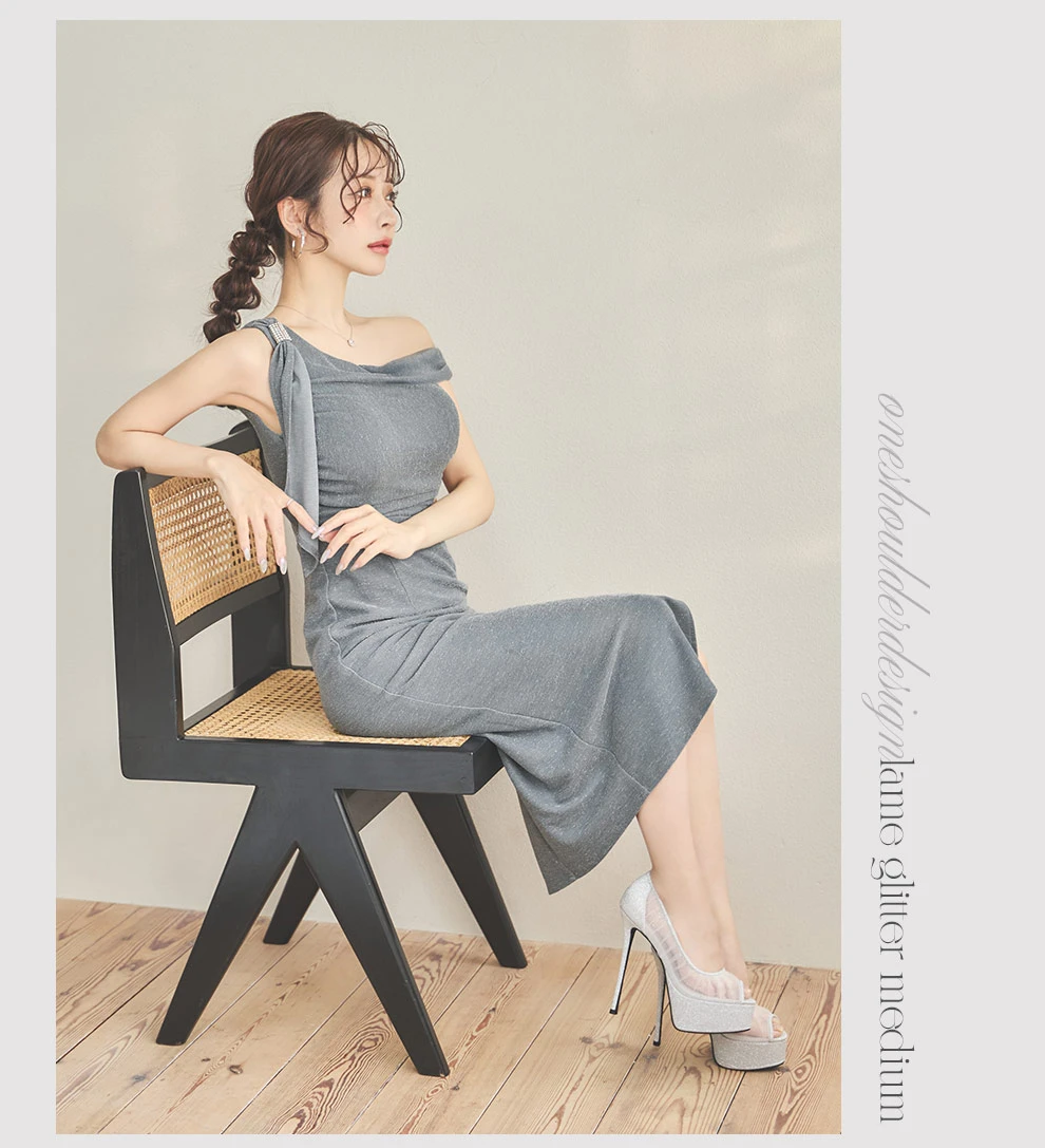 朝陽凪ちゃん着用 ウエストカットラメストレッチミディアムドレス3