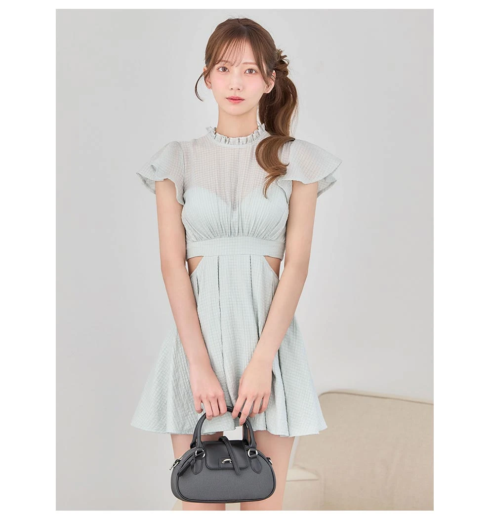 あすかちゃん着用ドレス ノースリーブプリーツスカートミニドレス4