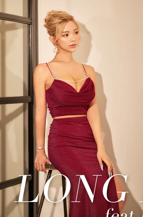 北新地・CLUB A リリちゃん着用 キャミソールラメセットアップロングドレスをチェック