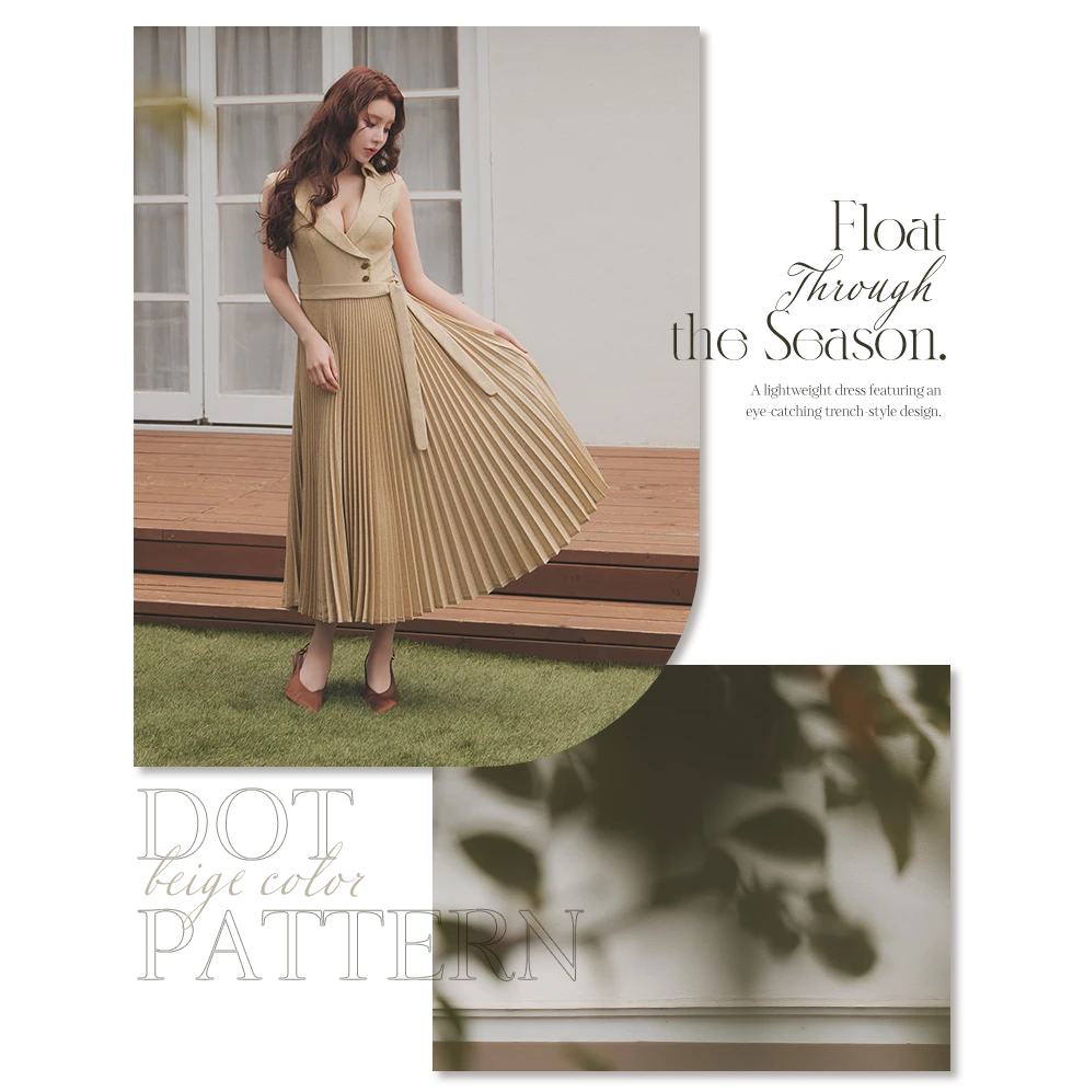 ドットテーラードプリーツスカートワンピース3