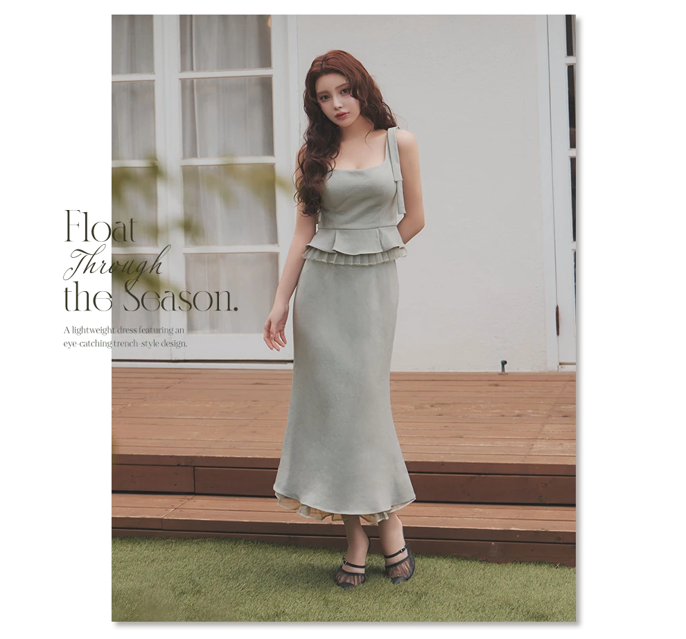 ペプラムデザインロングセットアップドレスドレス3