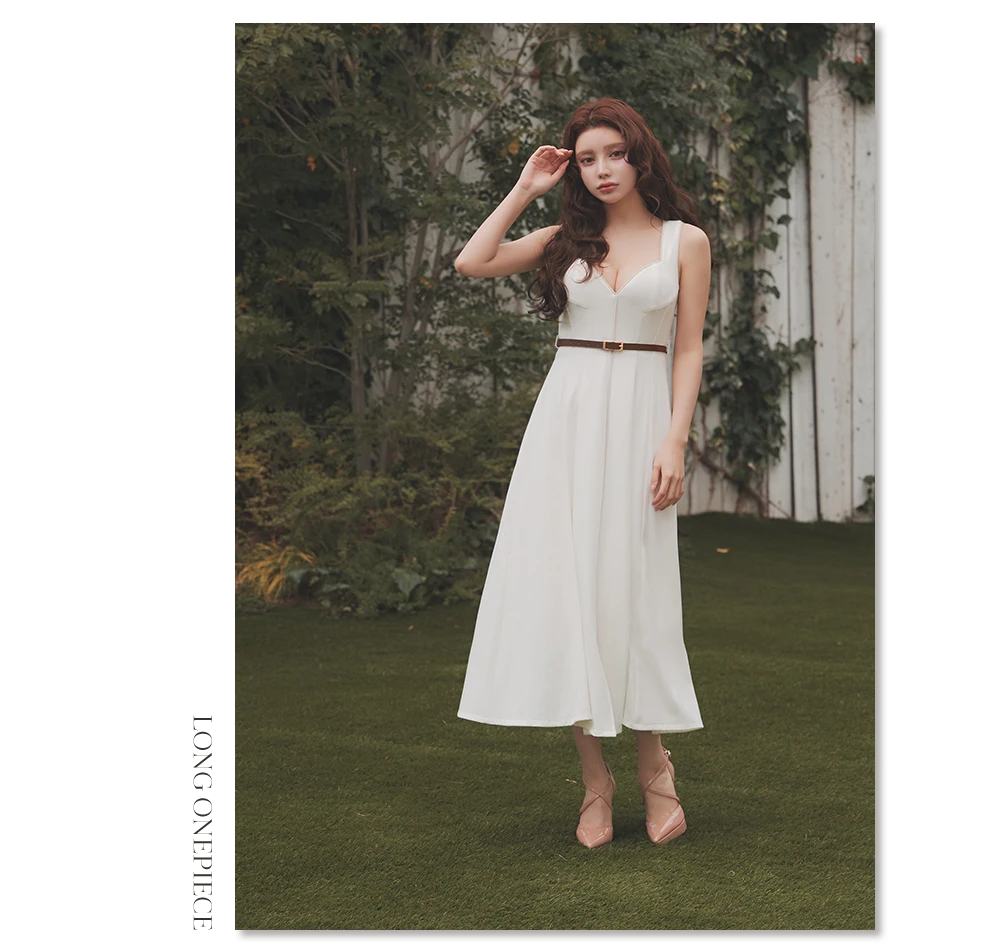 ベルト付きノースリーブワンピースドレス2