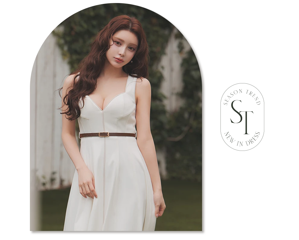 ベルト付きノースリーブワンピースドレス3