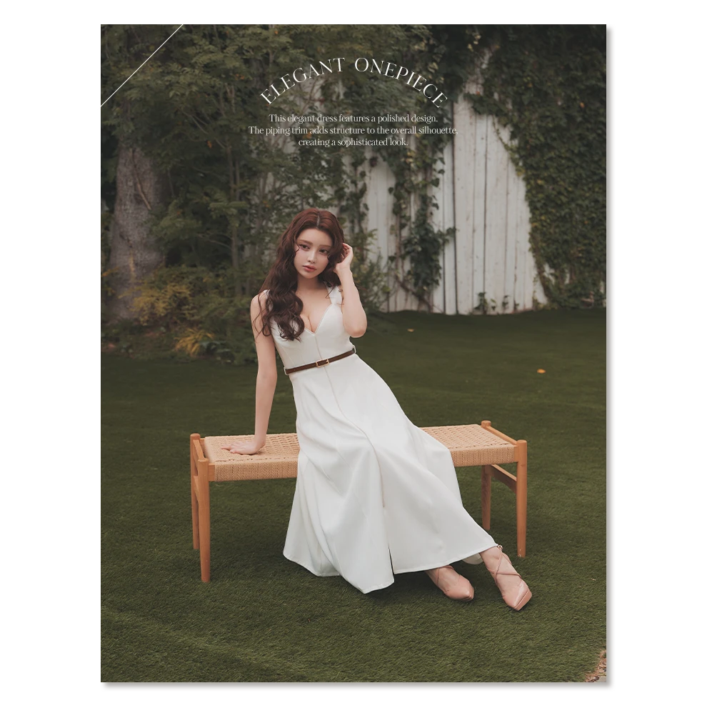 ベルト付きノースリーブワンピースドレス4