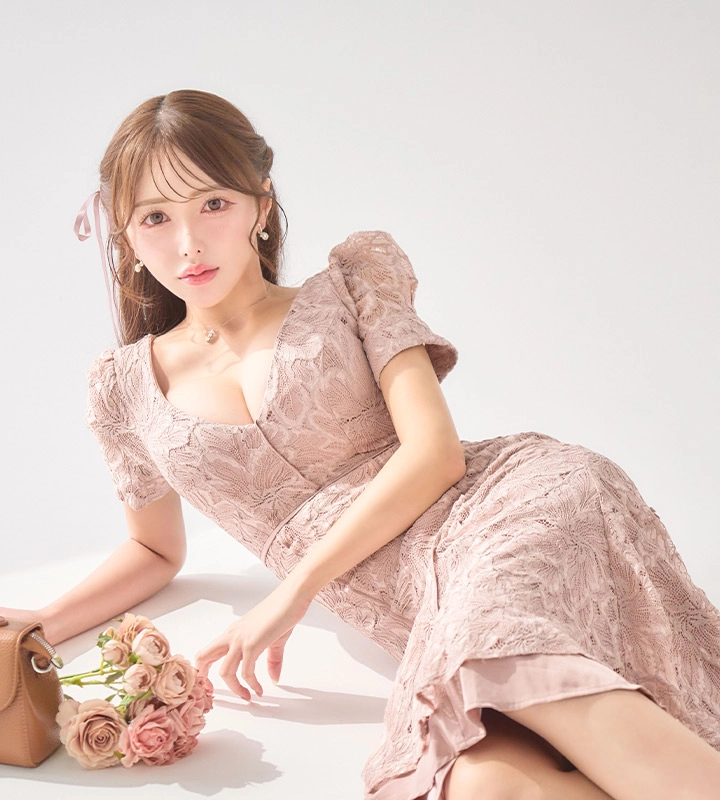 花柄レースマーメイドワンピースドレス7