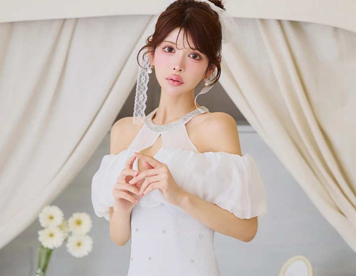 シフォンショルダービジュードレス/キャバドレス5