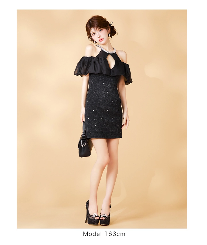 シフォンショルダービジュードレス/キャバドレス14