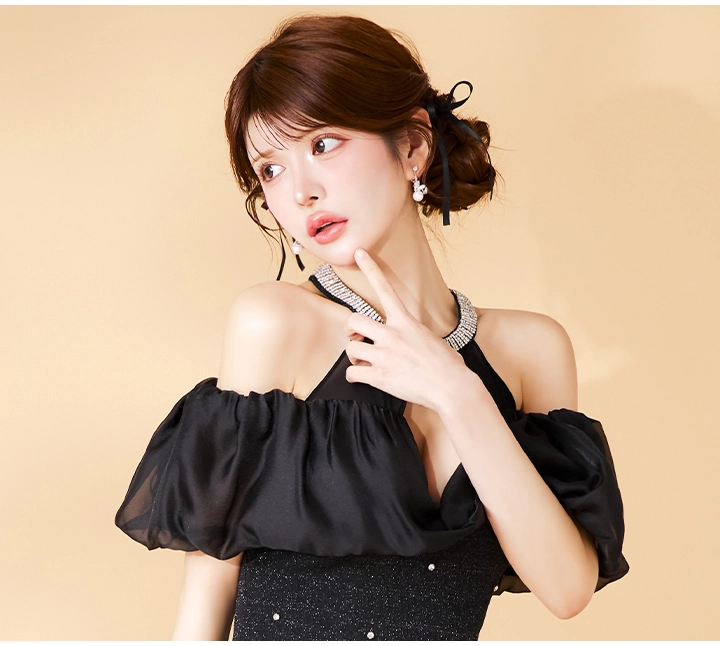 シフォンショルダービジュードレス/キャバドレス16