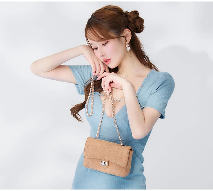 チェーンワッフルタイトミニドレス/キャバドレス6