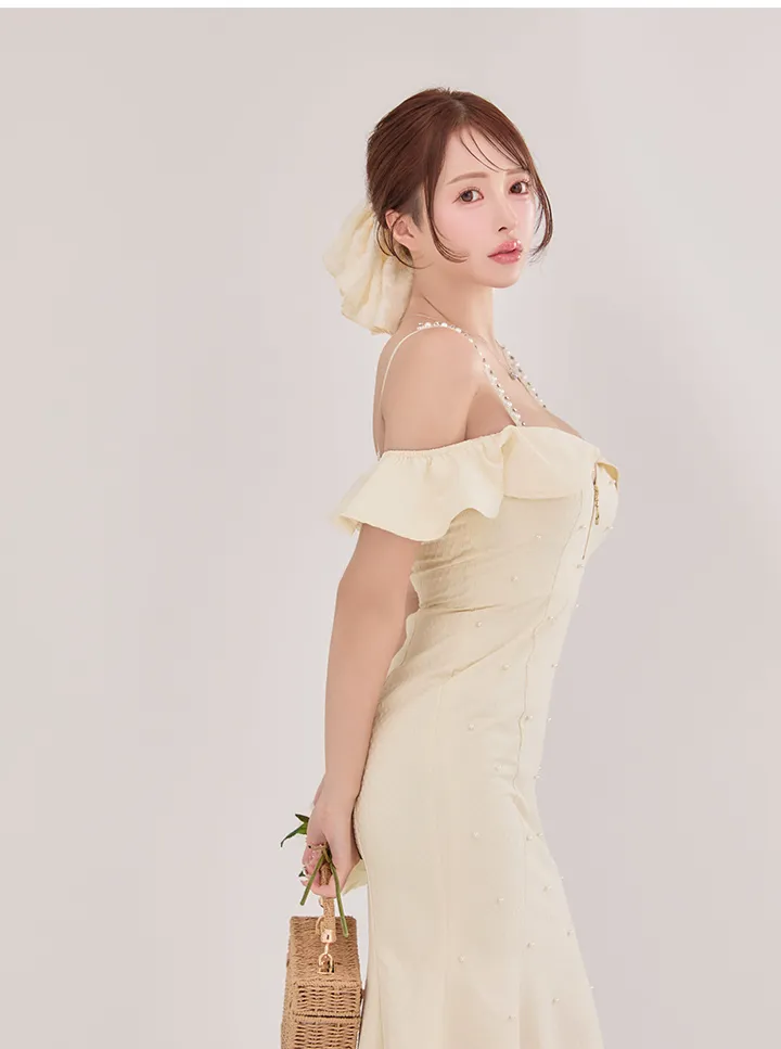 オフショルパールマーメイドドレス08