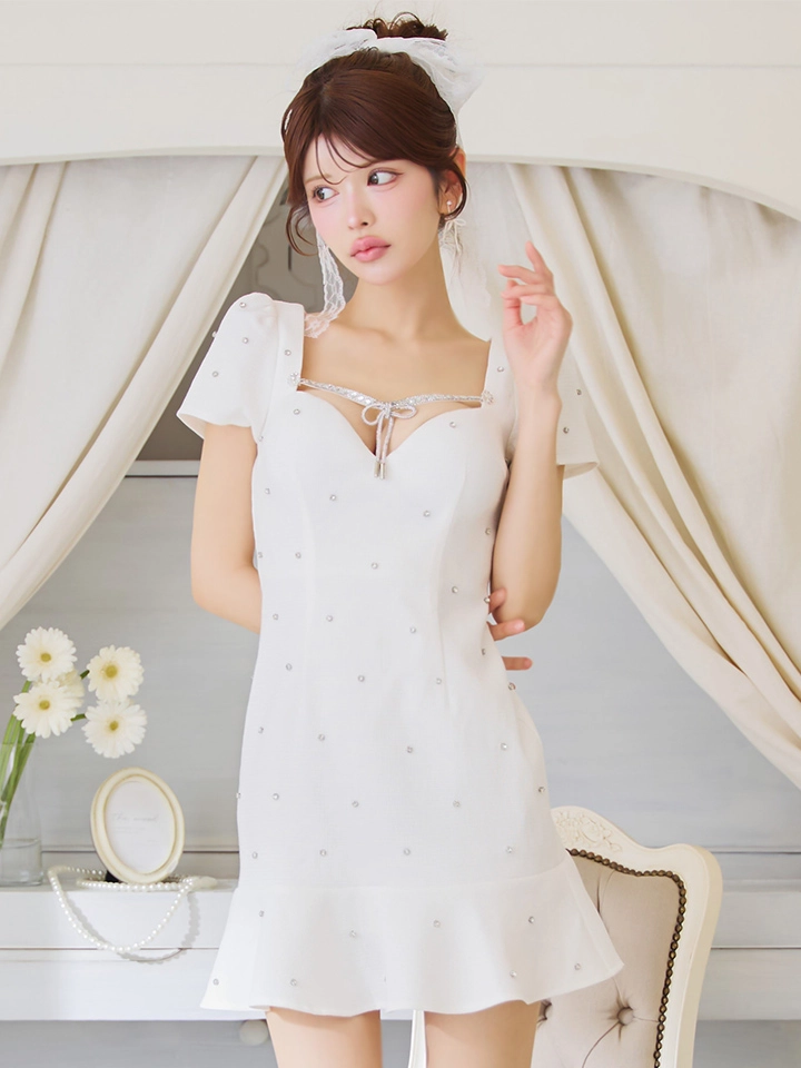 ビジューリボンマーメイドミニドレス/キャバドレス10