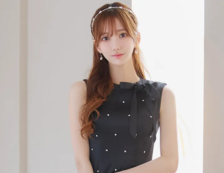 リボンタイビジューフリルミニドレス05