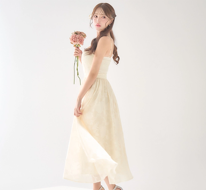 花柄シフォンレイヤードキャミワンピースドレス/キャバドレス3