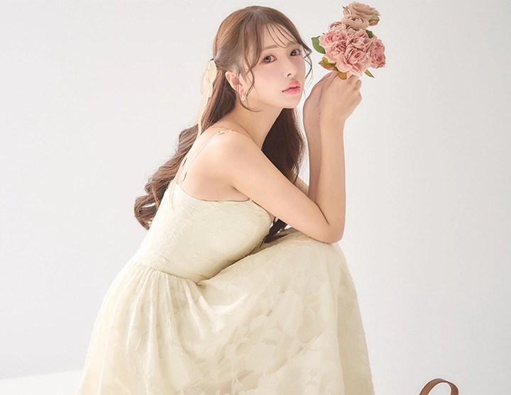 花柄シフォンレイヤードキャミワンピースドレス/キャバドレス5
