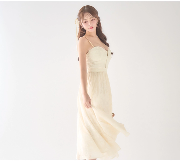 花柄シフォンレイヤードキャミワンピースドレス/キャバドレス6