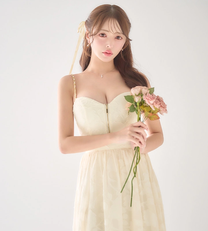 花柄シフォンレイヤードキャミワンピースドレス/キャバドレス7