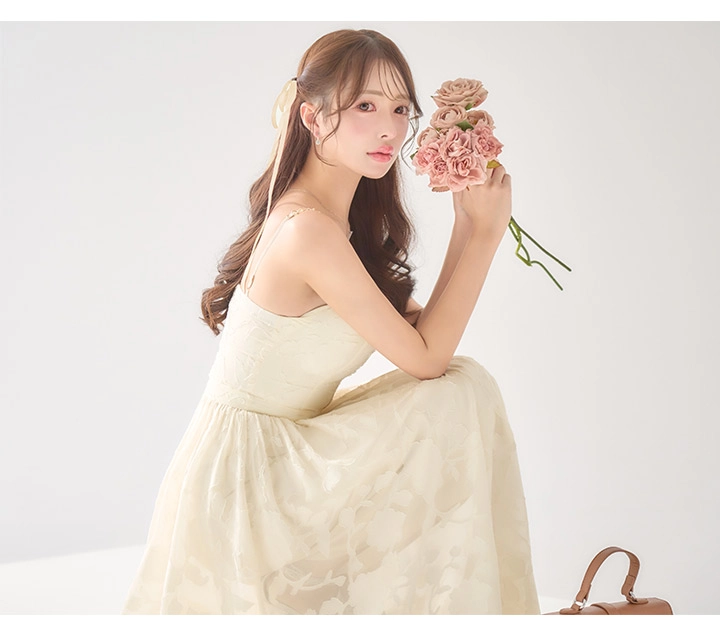 花柄シフォンレイヤードキャミワンピースドレス/キャバドレス9