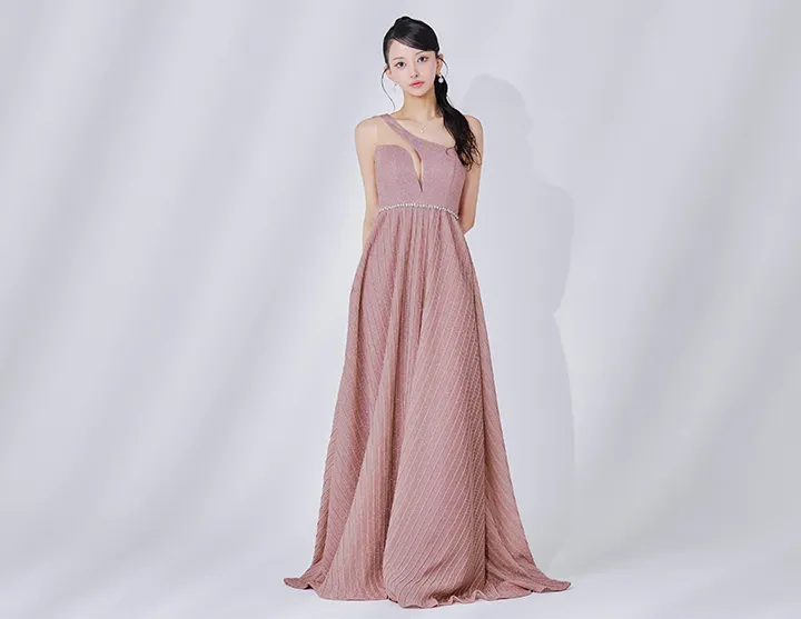 ラメビジューワンショルロングドレス/キャバドレス05