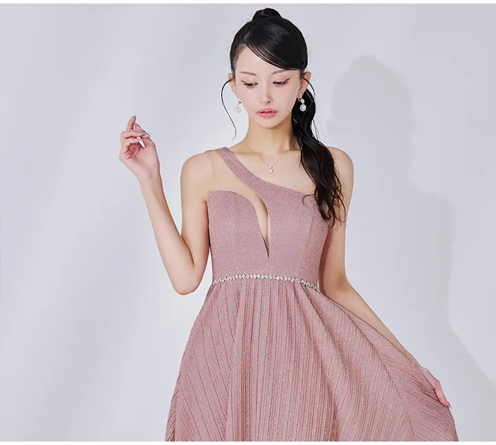 ラメビジューワンショルロングドレス/キャバドレス06