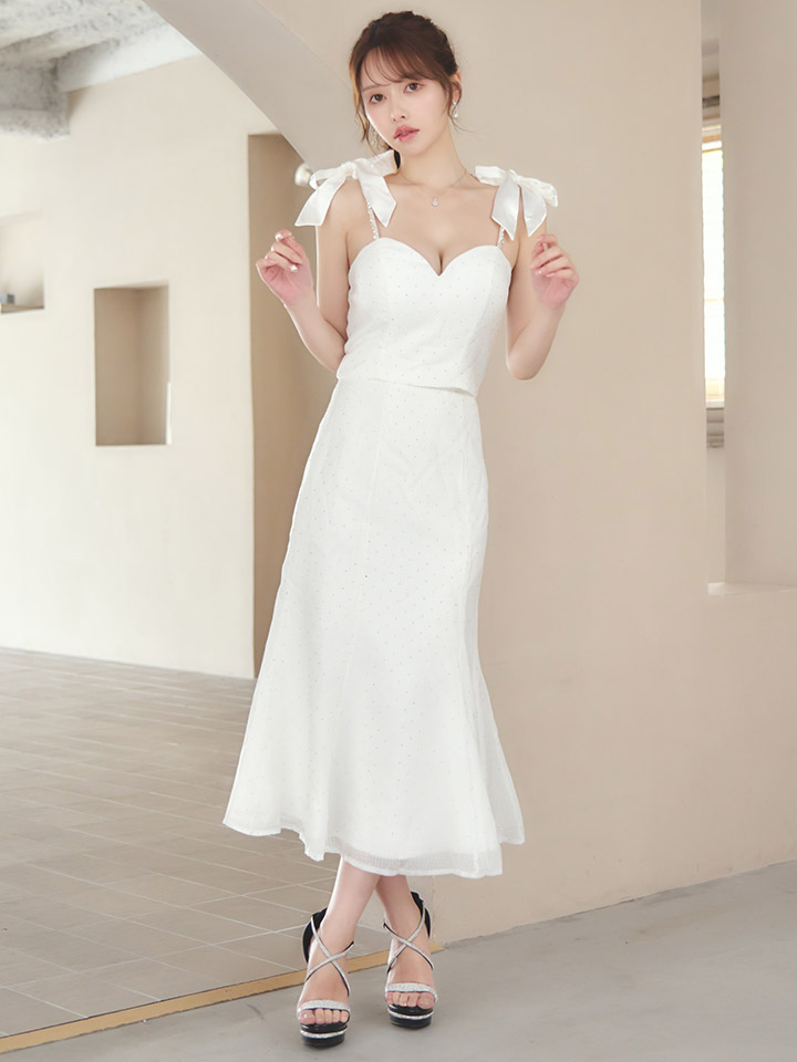 リボンキャミソールミディアムセットアップドレス/キャバドレス3