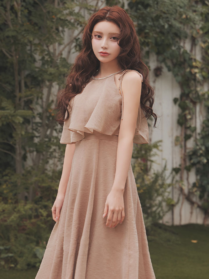 キャミソール/アメスリ/ビジュー/フリル/シフォン/ロングドレス/キャバドレス09