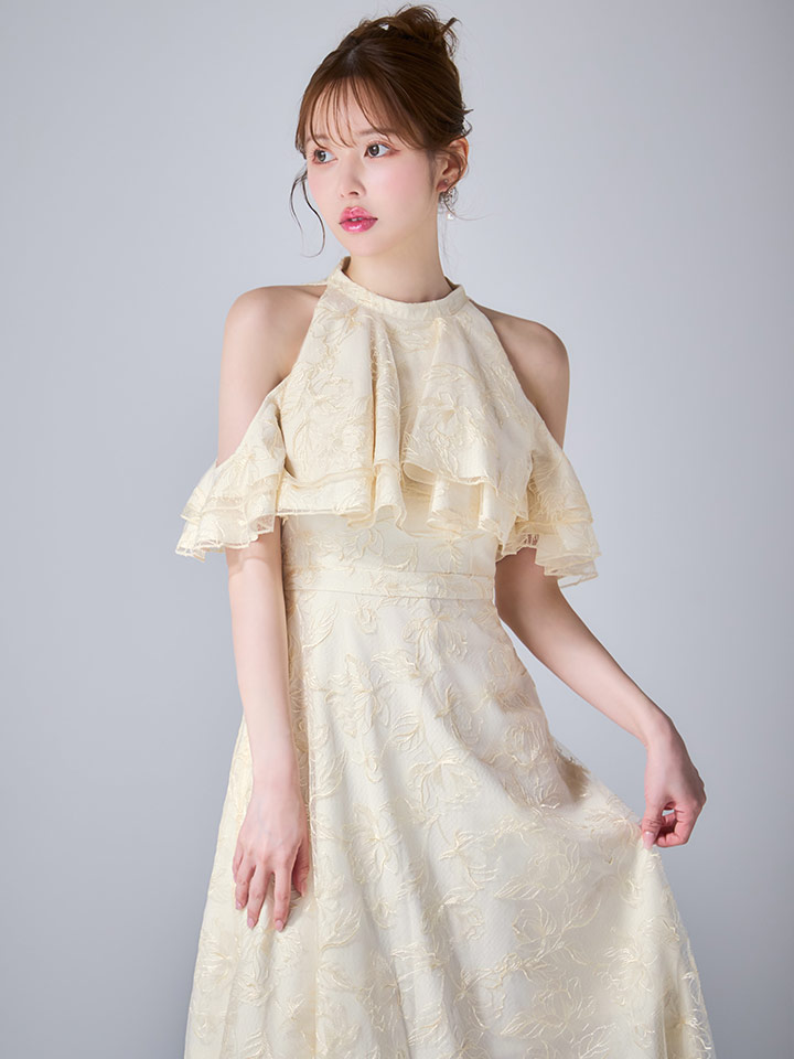 花柄アメスリフリルワンピースドレス/キャバドレス02