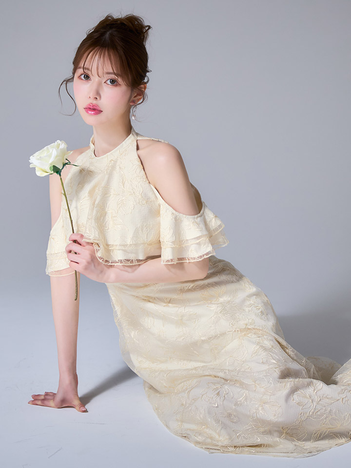 花柄アメスリフリルワンピースドレス/キャバドレス03