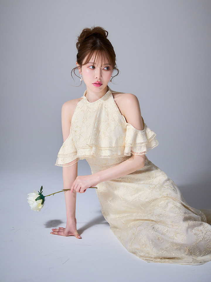 花柄アメスリフリルワンピースドレス/キャバドレス04