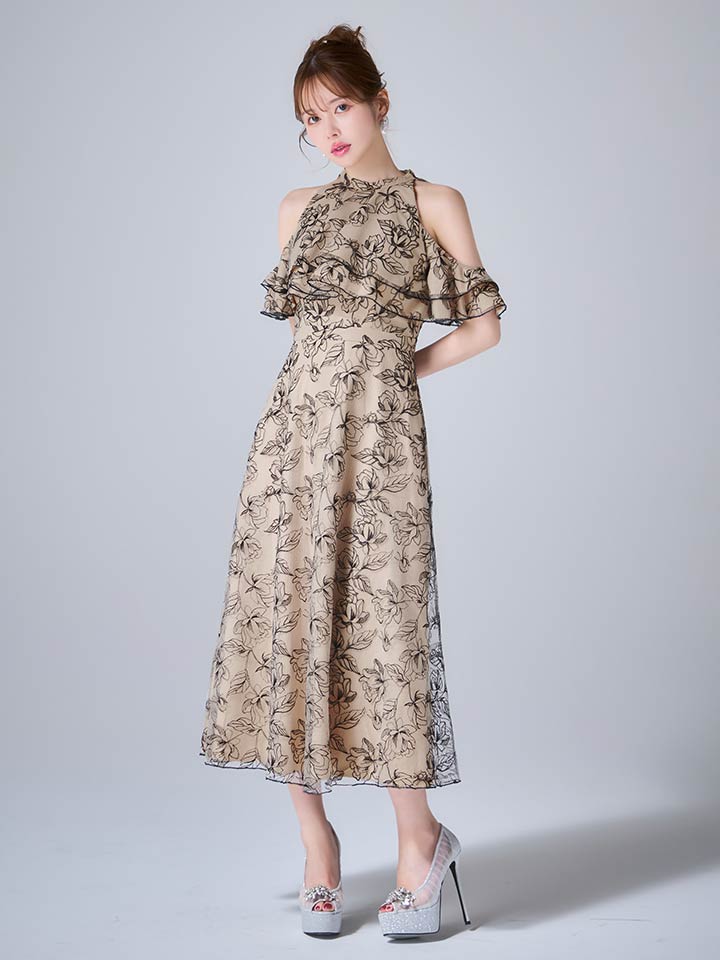 花柄アメスリフリルワンピースドレス/キャバドレス15