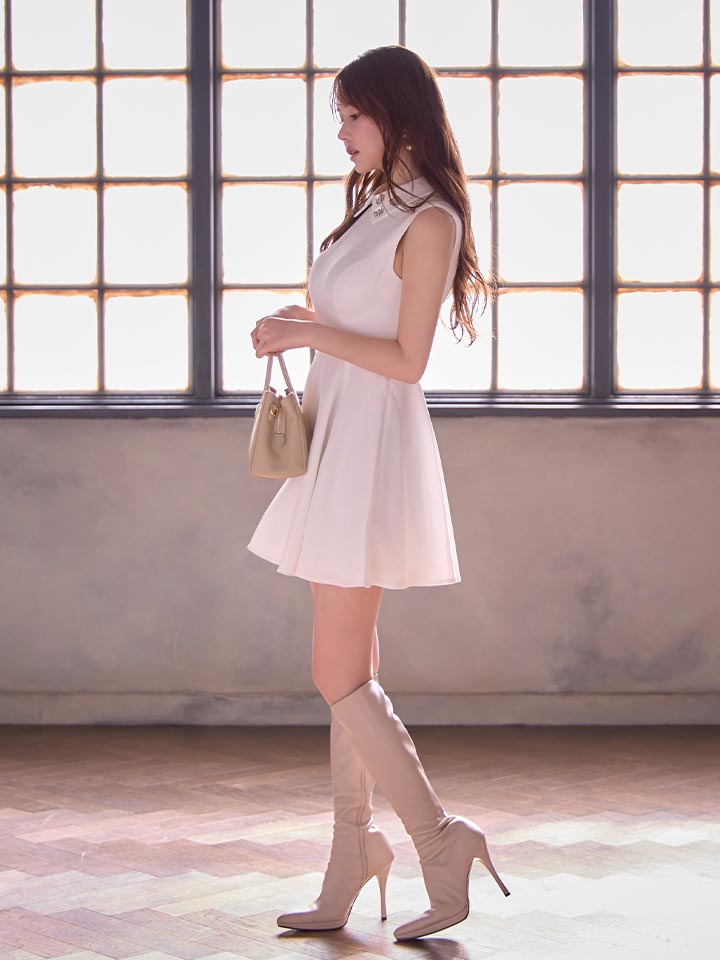 ビジュー襟フレアミニドレス/キャバドレス8