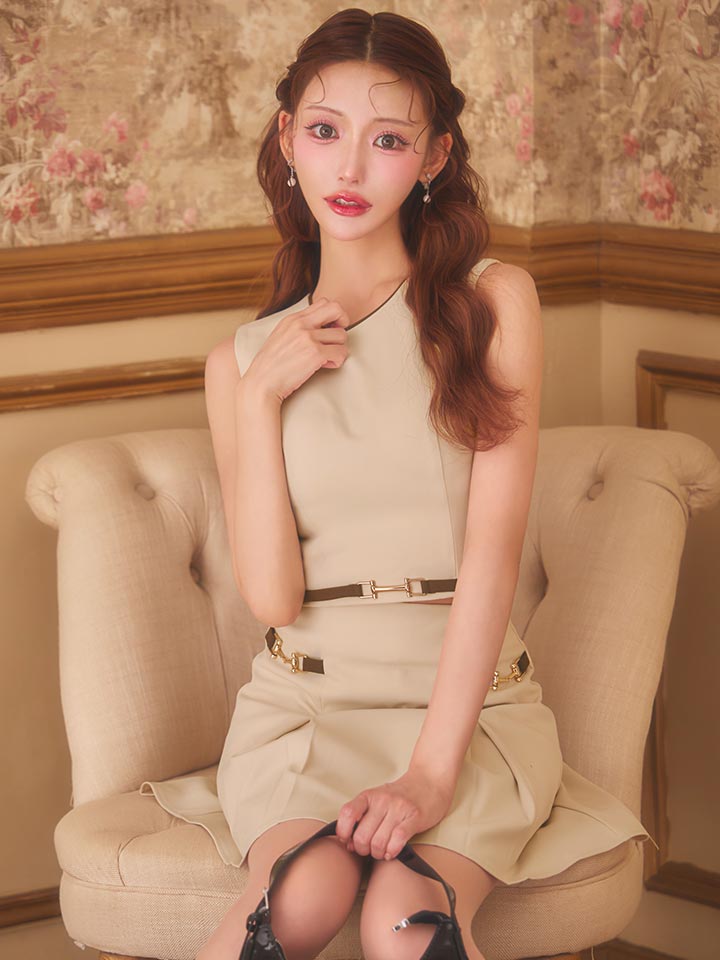 ボックスプリーツセットアップミニドレス/キャバドレス08