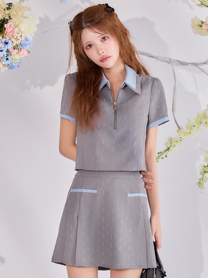 襟付きバイカラーセットアップミニドレス/キャバドレス2