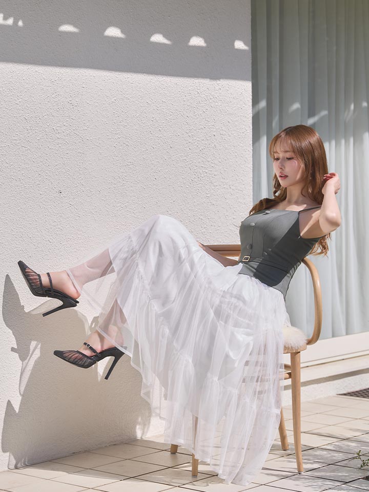 バイカラーシアーミディアムワンピース/キャバドレス04