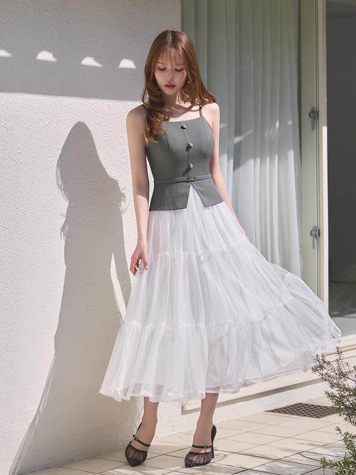 バイカラーシアーミディアムワンピース/キャバドレス05