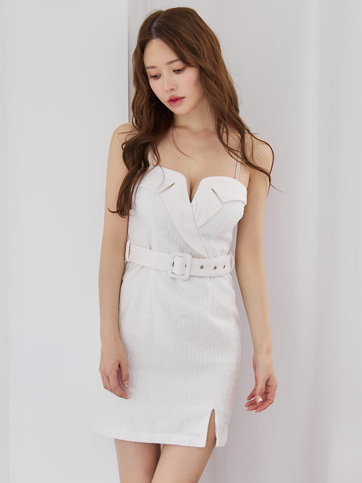 ウエストベルトビジューキャミソールミニドレス/キャバドレス3