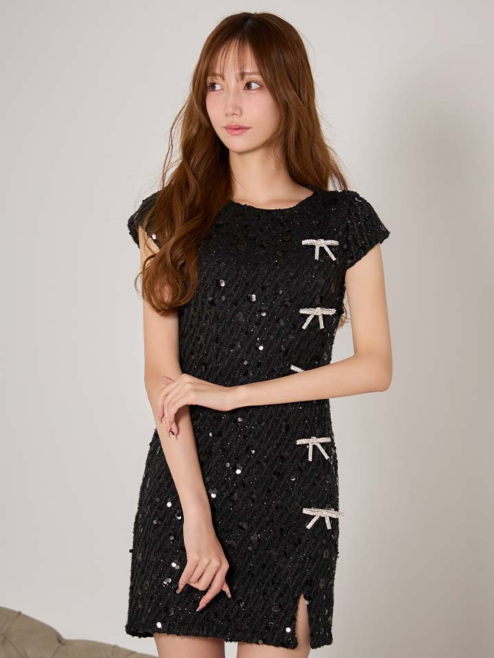 リボンブローチスパンコールドレス/キャバドレス22