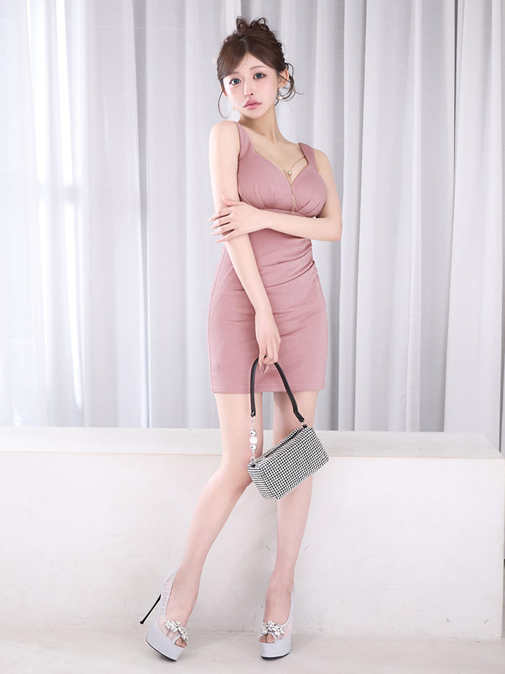 ゴールドチェーンラメタイトミニドレス/キャバドレス30